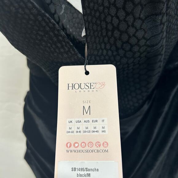 HOUSE OF CB Sancha Velvet Black Mini Strapless Dress Size M NWT - Picture 5 of 7